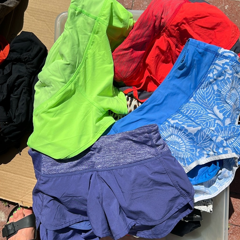 Lululemon shorts very good condition! Green, red, blue and purple $15 EACH
